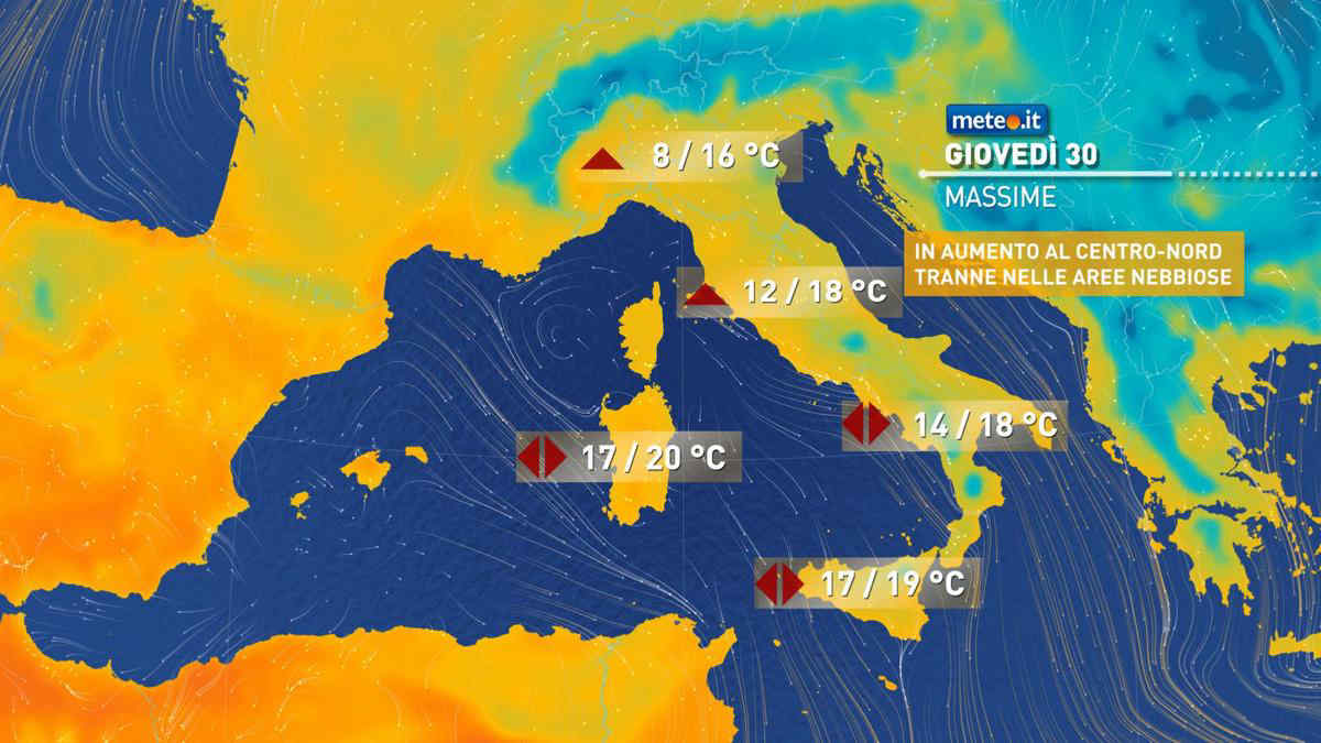 Meteo, oggi 30 dicembre, nessuna pioggia e clima molto mite