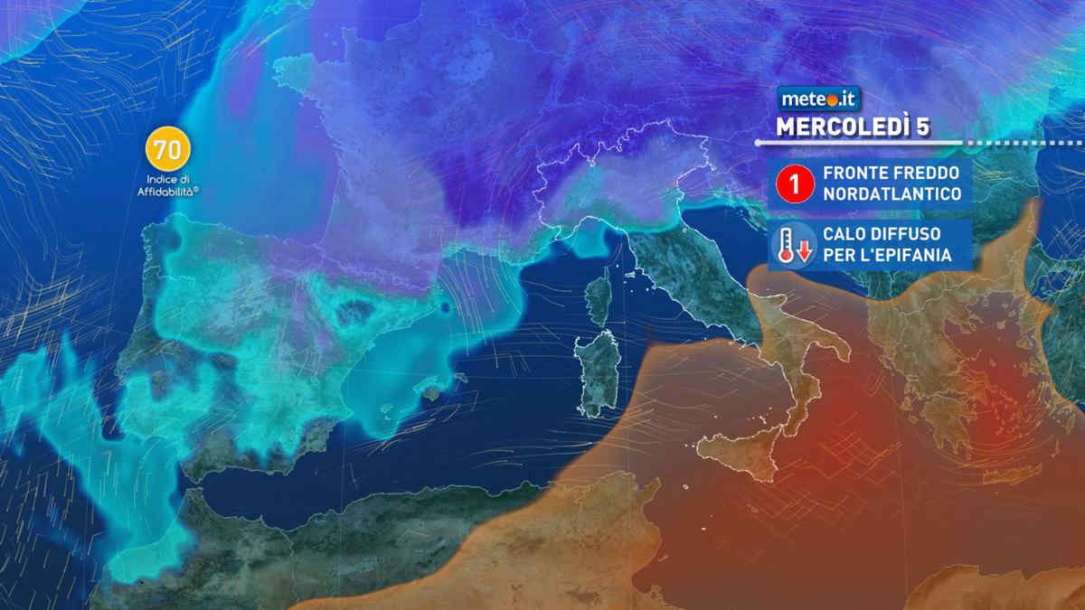 Meteo, un fronte freddo riporta l'inverno: tra il 4 e 5 gennaio Italia divisa in due