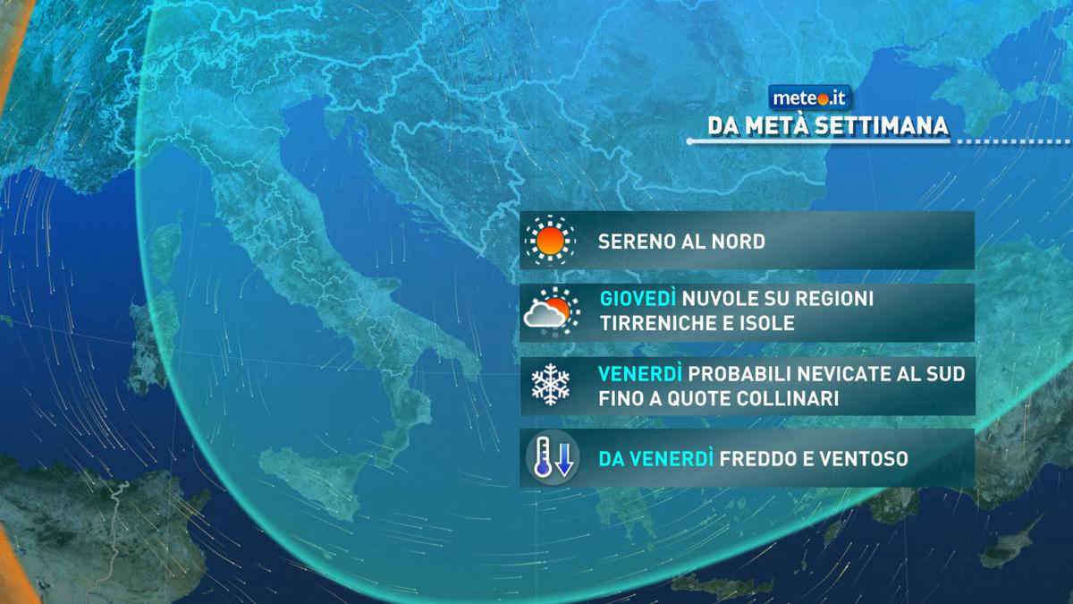 Meteo: anticiclone fino a metà settimana, da giovedì 20 gennaio primi segnali di cambiamento