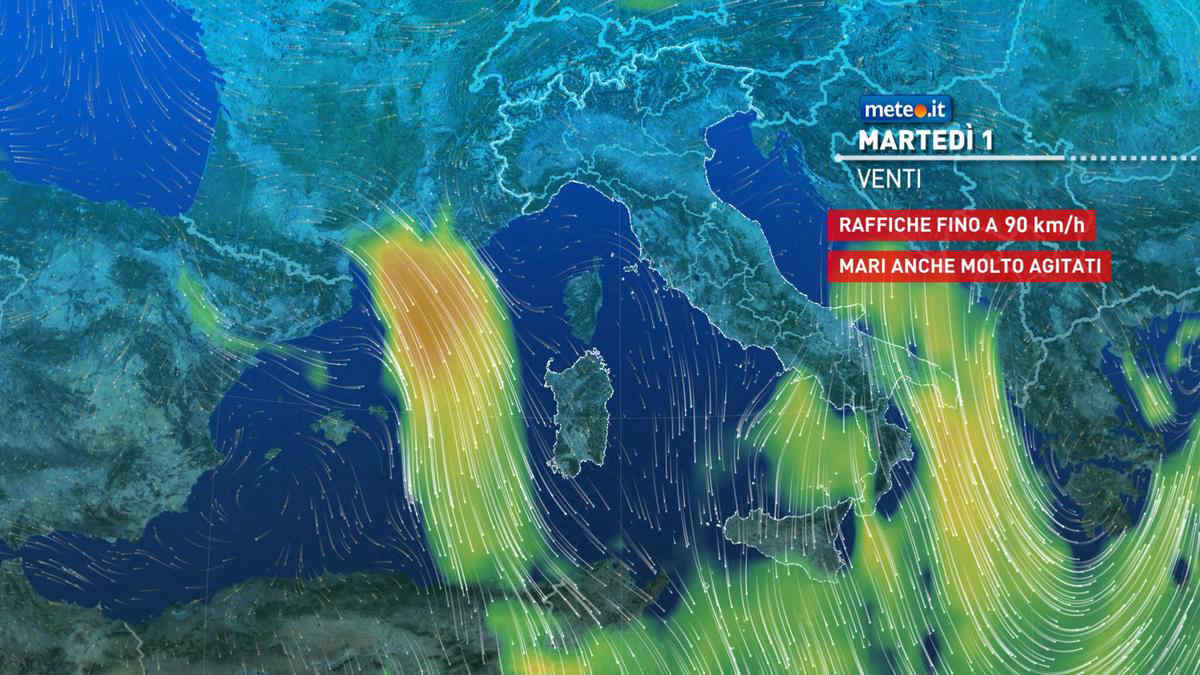 Meteo, 1 febbraio di maltempo su parte del Centro-Sud: vento forte e rischio mareggiate