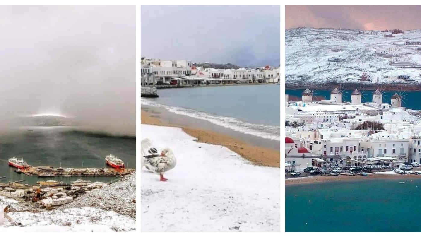 Καιρός, χιονοθύελλες σε Ελλάδα και Τουρκία, χιόνια σε Μύκονο και Σαντορίνη
