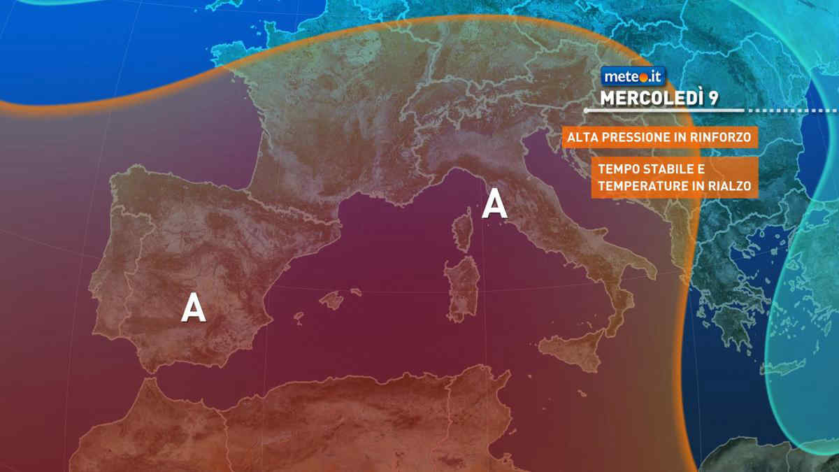 Meteo, da mercoledì 9 torna l'anticiclone. Prosegue la siccità al Nord