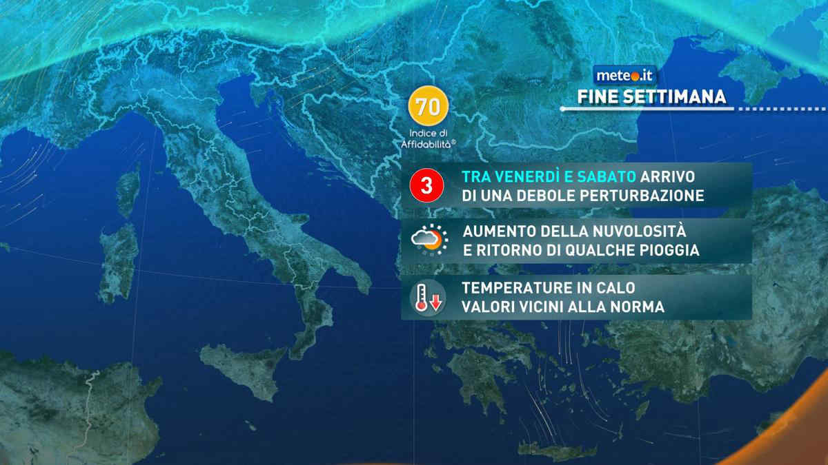 Meteo, venerdì 11 si indebolisce l'alta pressione con qualche pioggia