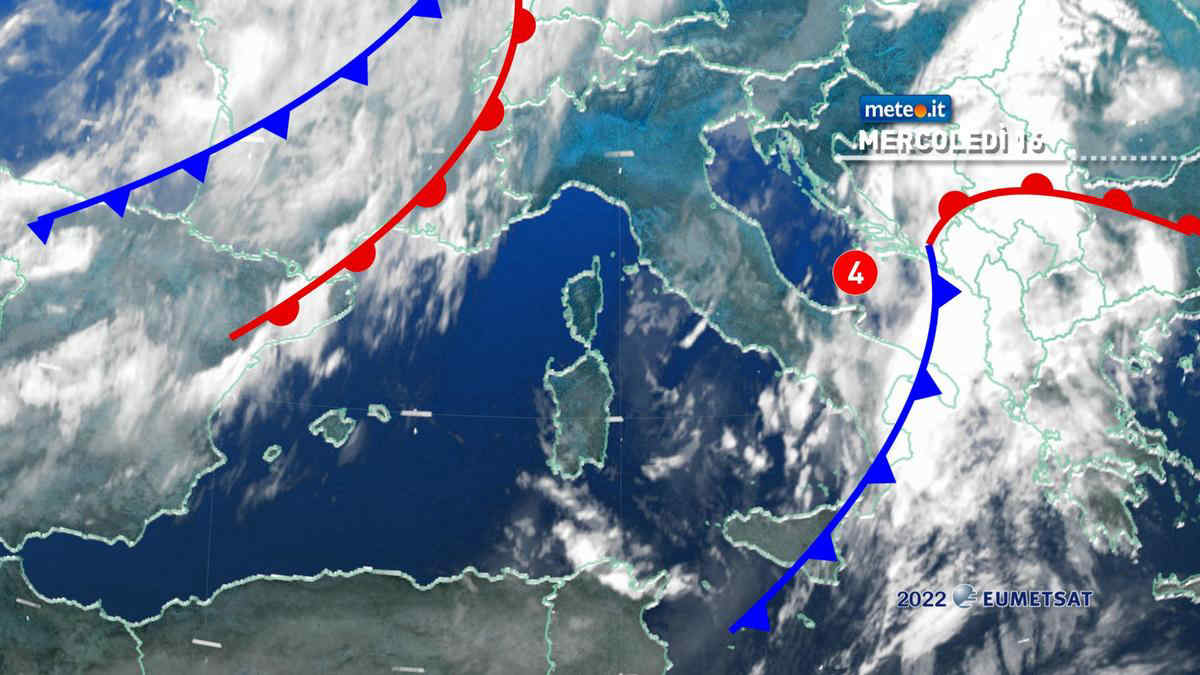 Meteo: mercoledì 16 con pioggia e neve al Sud. Svolta da giovedì 17