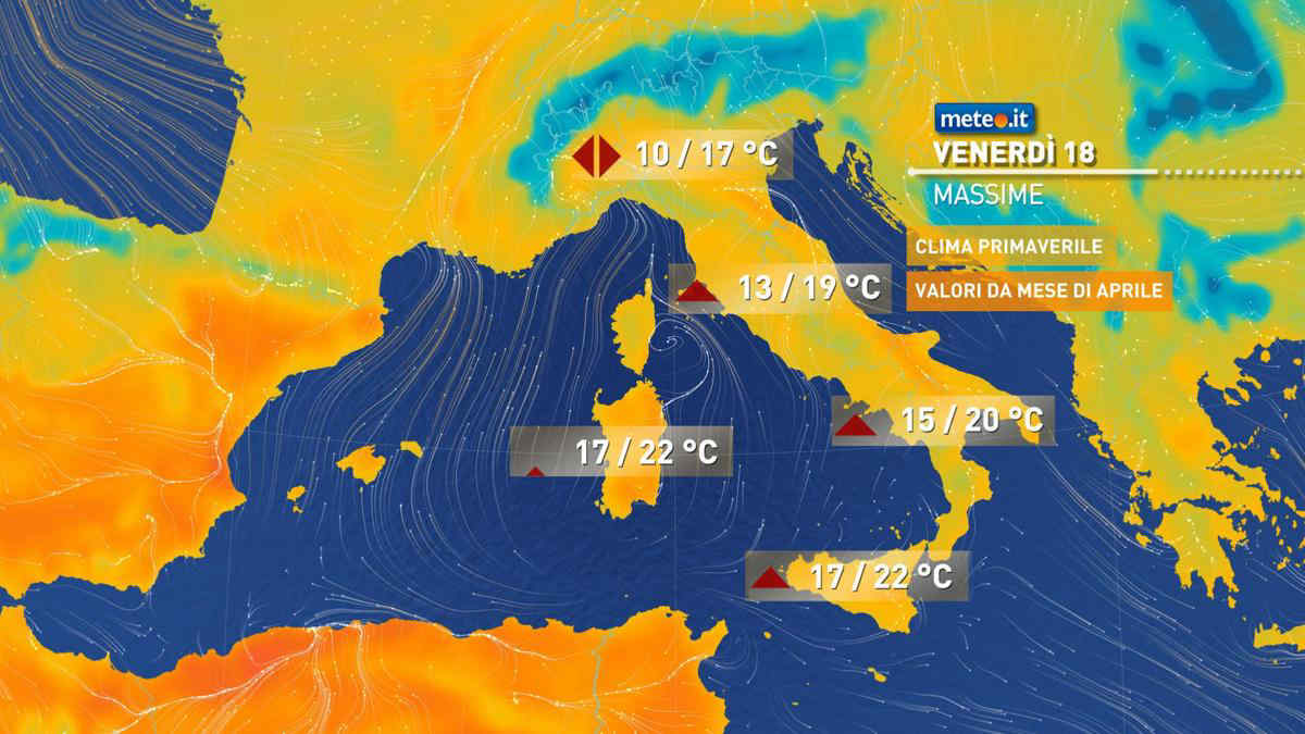 Meteo, oggi venerdì 18 febbraio, temperature da aprile