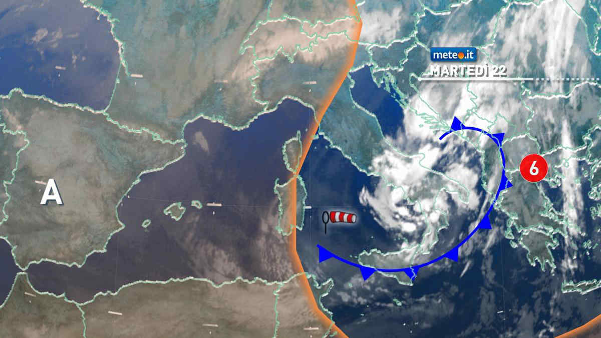 Meteo, martedì 22 tempo instabile all'estremo Sud: ancora forte vento