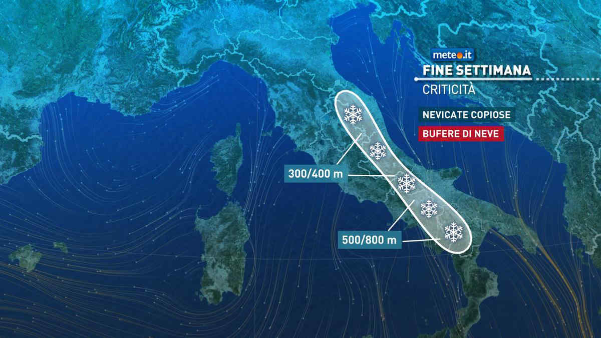 Meteo: maltempo invernale nel weekend di Carnevale. Neve e aria artica