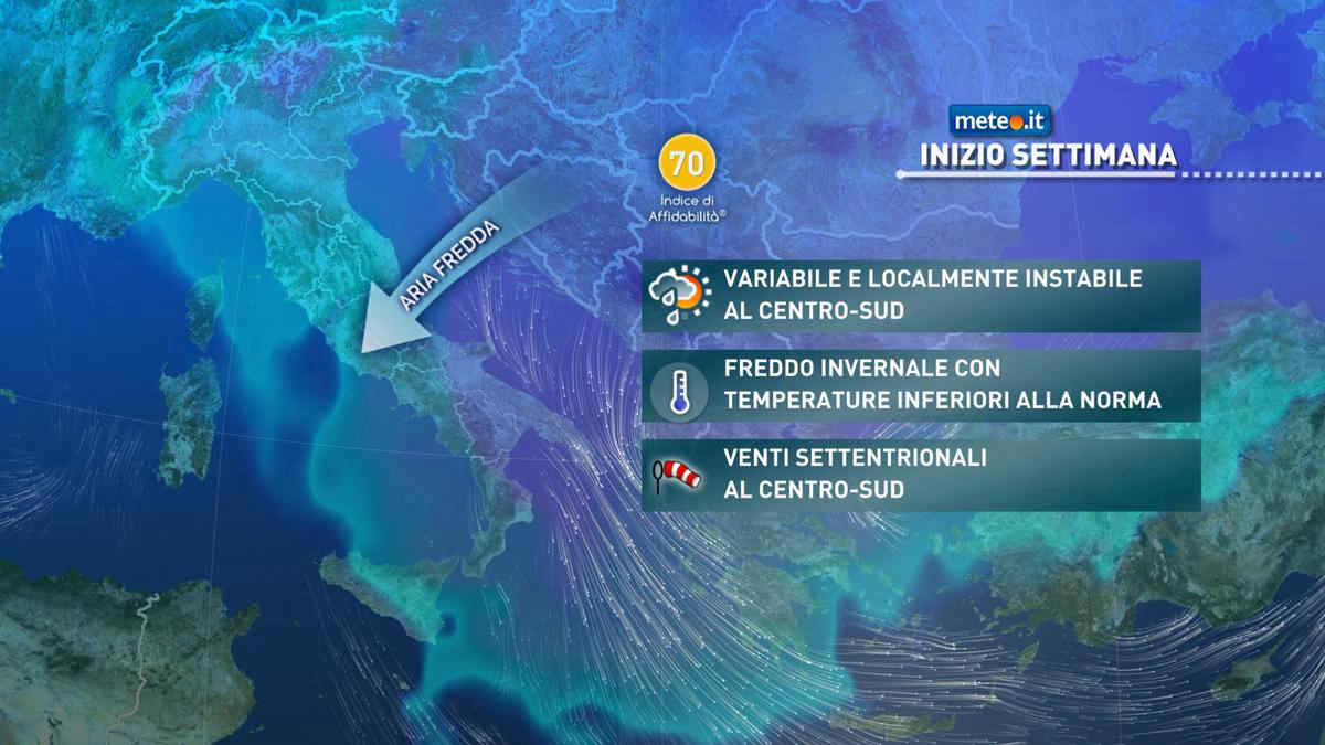 Meteo, domenica 6 marzo e all'inizio della prossima settimana clima pienamente invernale