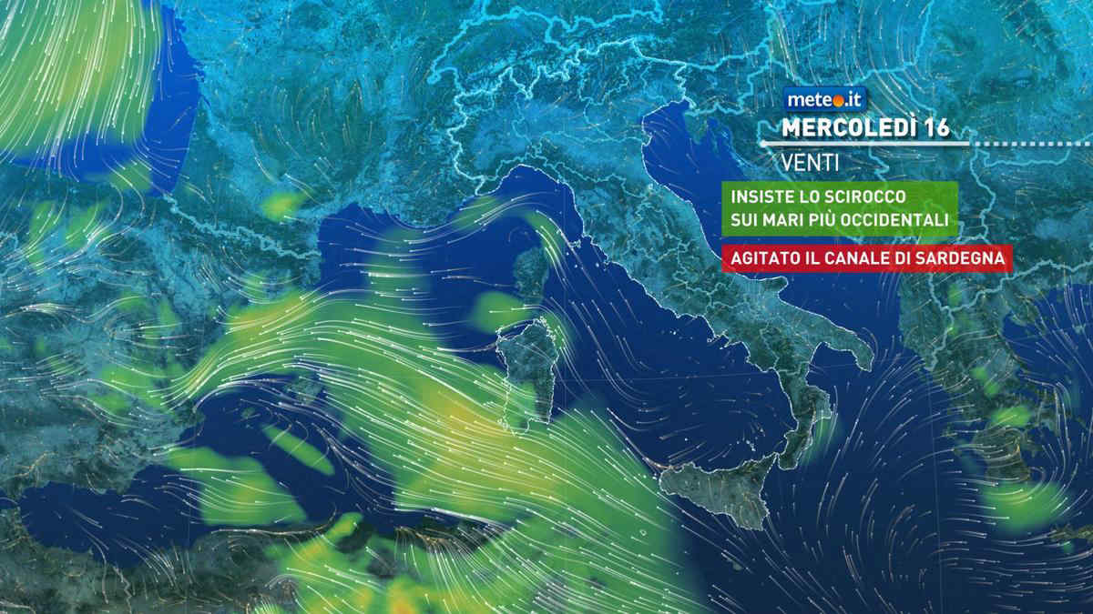 Meteo: mercoledì 16 marzo con clima mite e venti di Scirocco