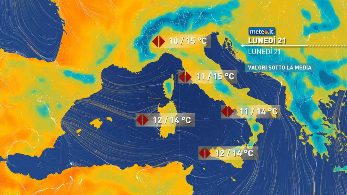 Meteo, 21 marzo con freddo invernale, neve e qualche pioggia