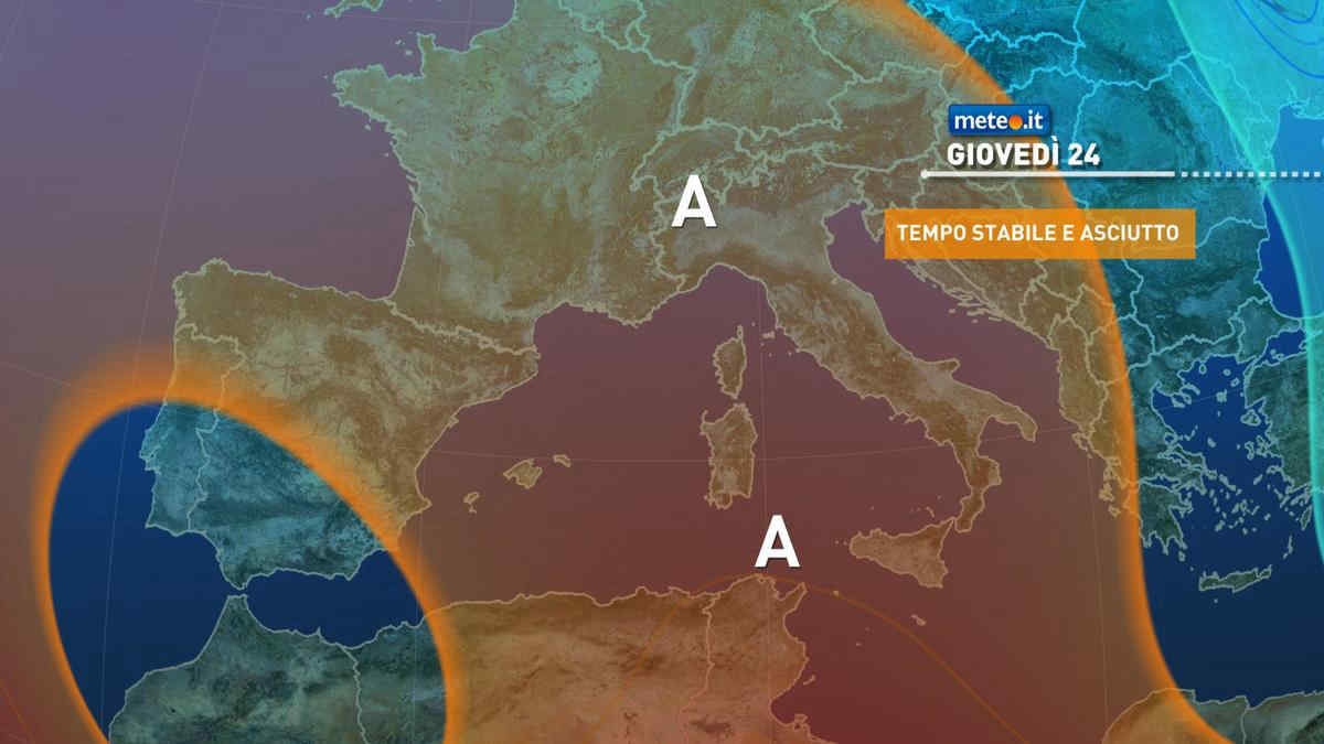 Meteo: giovedì 24 marzo tempo stabile e temperature fino a 22 gradi