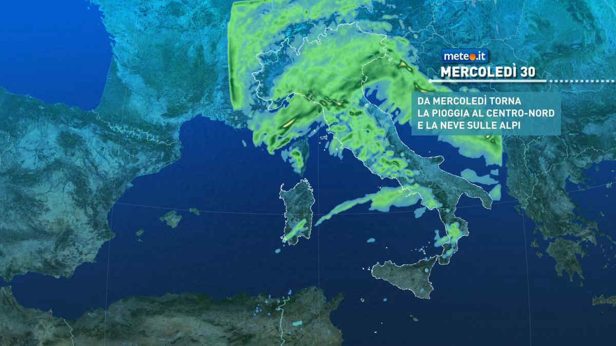 Meteo, da mercoledì 30 torna la pioggia anche al Nord: le previsioni