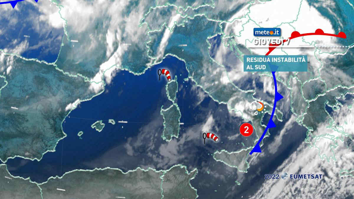 Meteo: 7 aprile con poca pioggia e forti venti. Venerdì 8 migliora