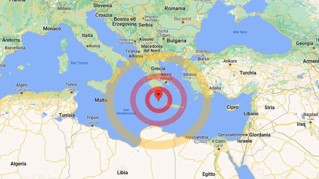 Terremoto in Grecia, magnitudo 5.2: forte scossa al largo di Creta e Cerigo