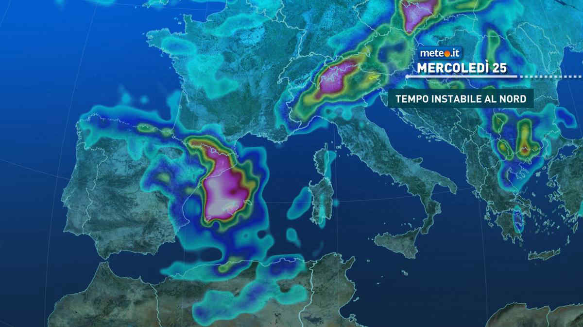 Meteo: 25 maggio con maltempo al Nord. Giovedì 26 pioggia in Sardegna