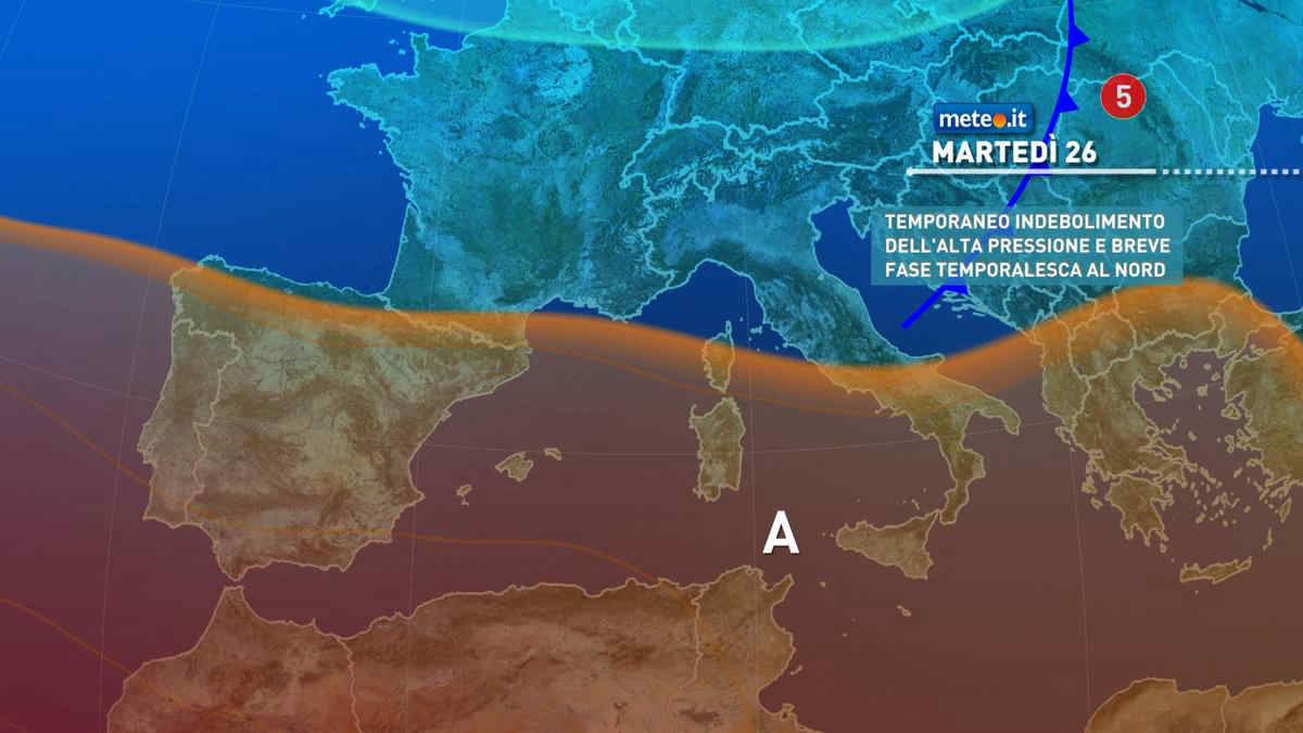 Meteo 26 luglio: temporali e calo termico in parte del Centro-Nord, le zone coinvolte