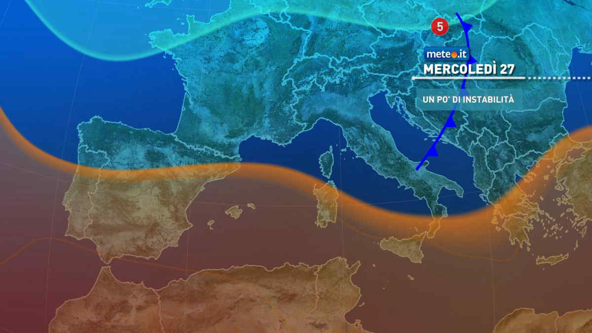 Meteo: mercoledì 27 luglio rovesci e temporali non solo al Nord