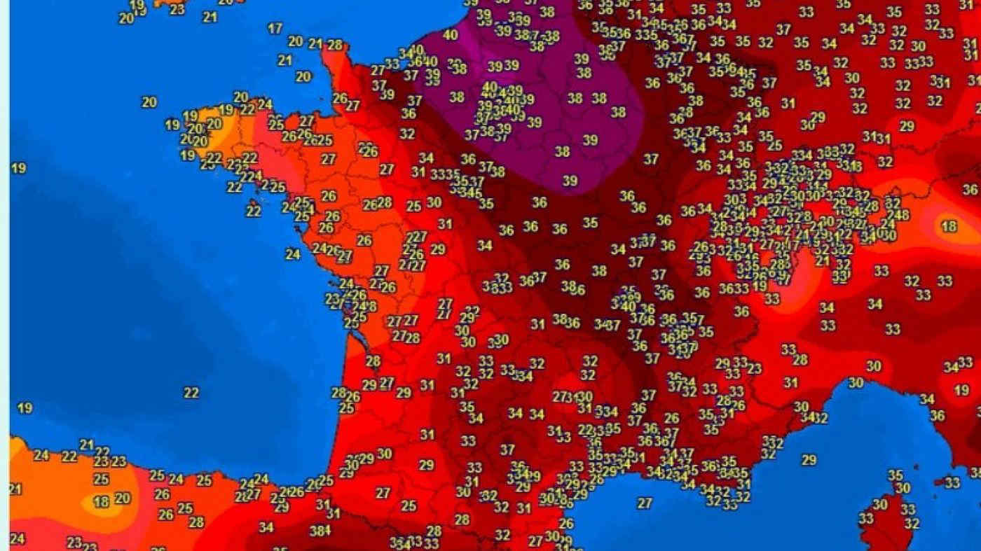 Caldo da record assoluto in Francia, termometro oltre i 42°