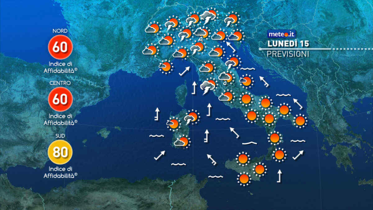 Meteo 15 agosto: Italia spaccata. Da martedì 16 si andrà verso i 40°C