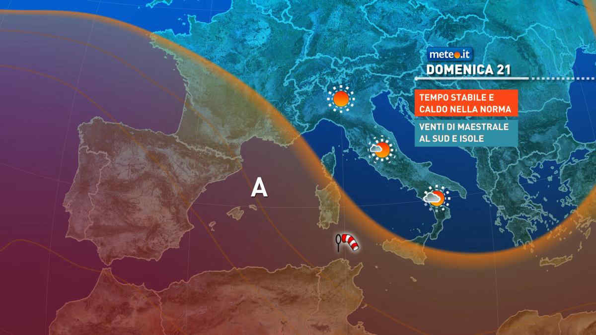 Meteo, da domenica 21 Italia divisa in due: sole al Nord, nuvole e rischio di isolati temporali al Sud
