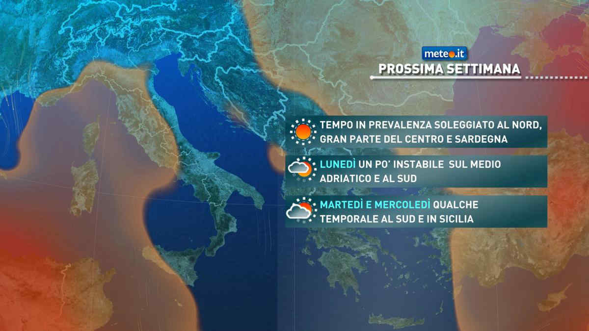 Meteo, Italia divisa tra sole e temporali fino a mercoledì 24 agosto