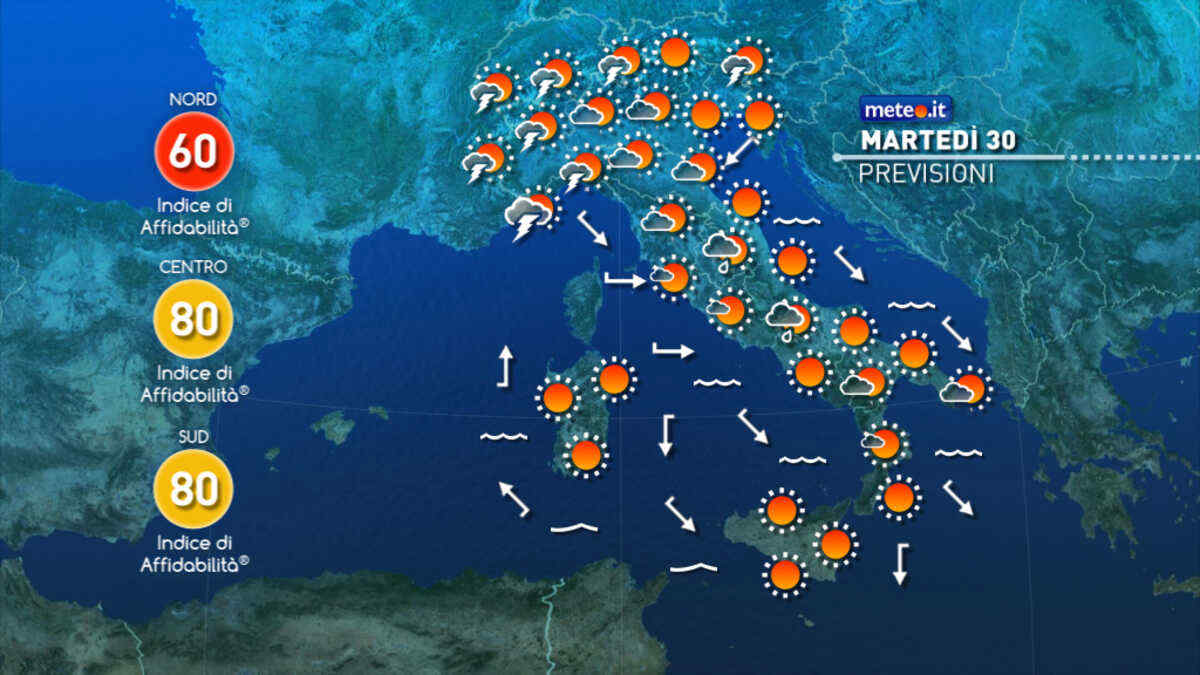 Meteo: tempo molto instabile tra la fine di agosto e l'inizio di settembre. Ecco dove