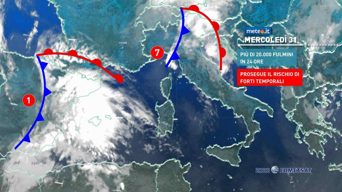 Meteo: giovedì 1 settembre maltempo con rischio nubifragi. Ecco dove