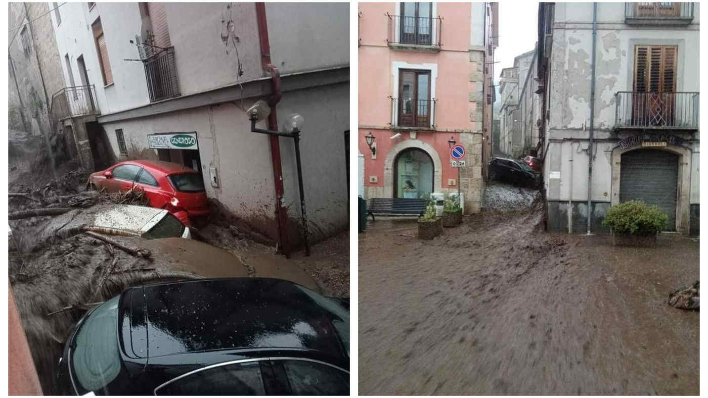 Meteo: maltempo in provincia di Avellino, a Monteforte Irpino fiume di fango travolge le auto | Video