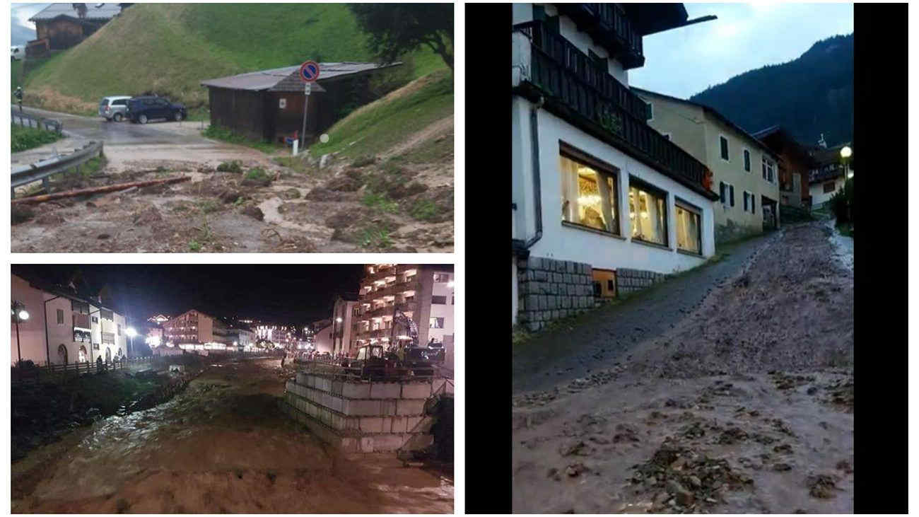 Maltempo al nord, persone evacuate in Val di Fassa per esondazioni e frane: foto e video