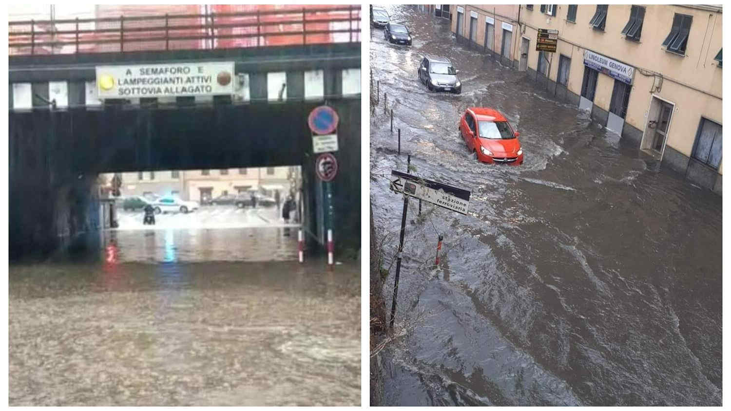Meteo, maltempo con forti piogge in Liguria: problemi a Genova. Foto e Video