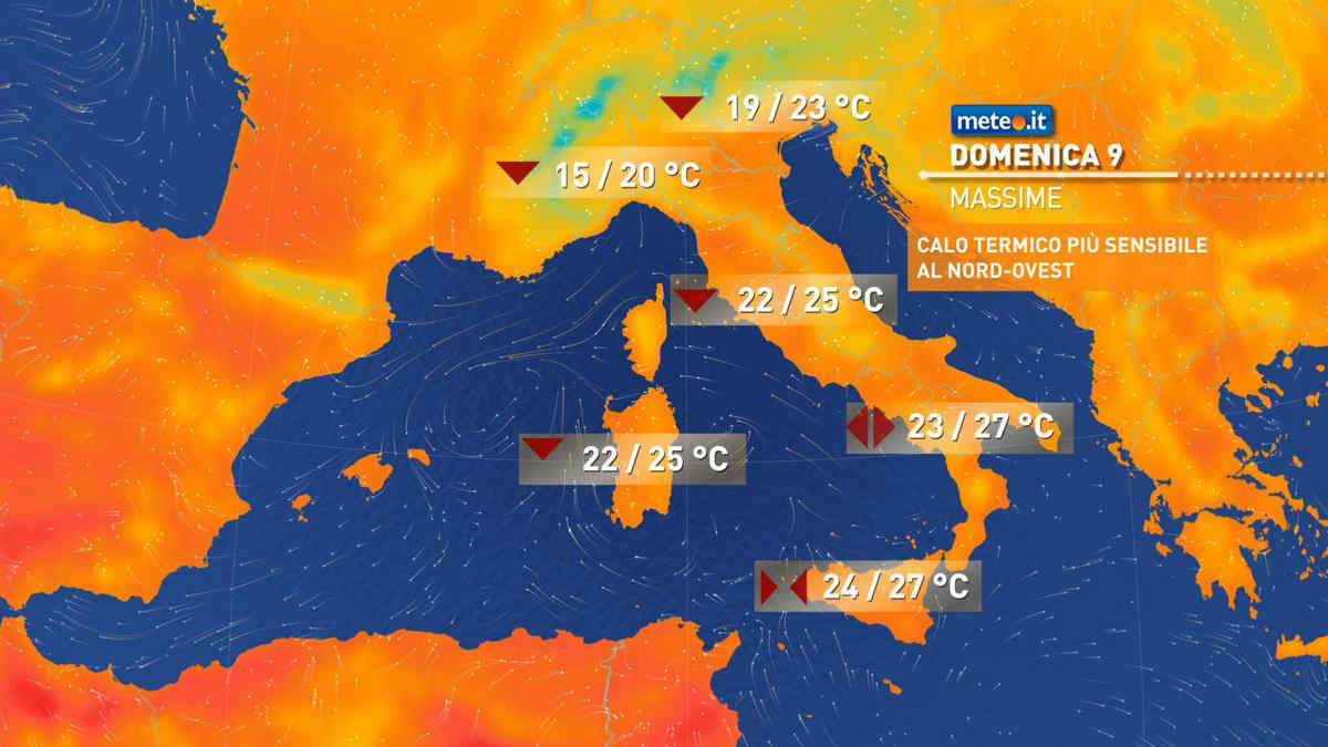 Meteo, oggi domenica 9 ottobre, piogge al Nord e Sardegna con calo termico