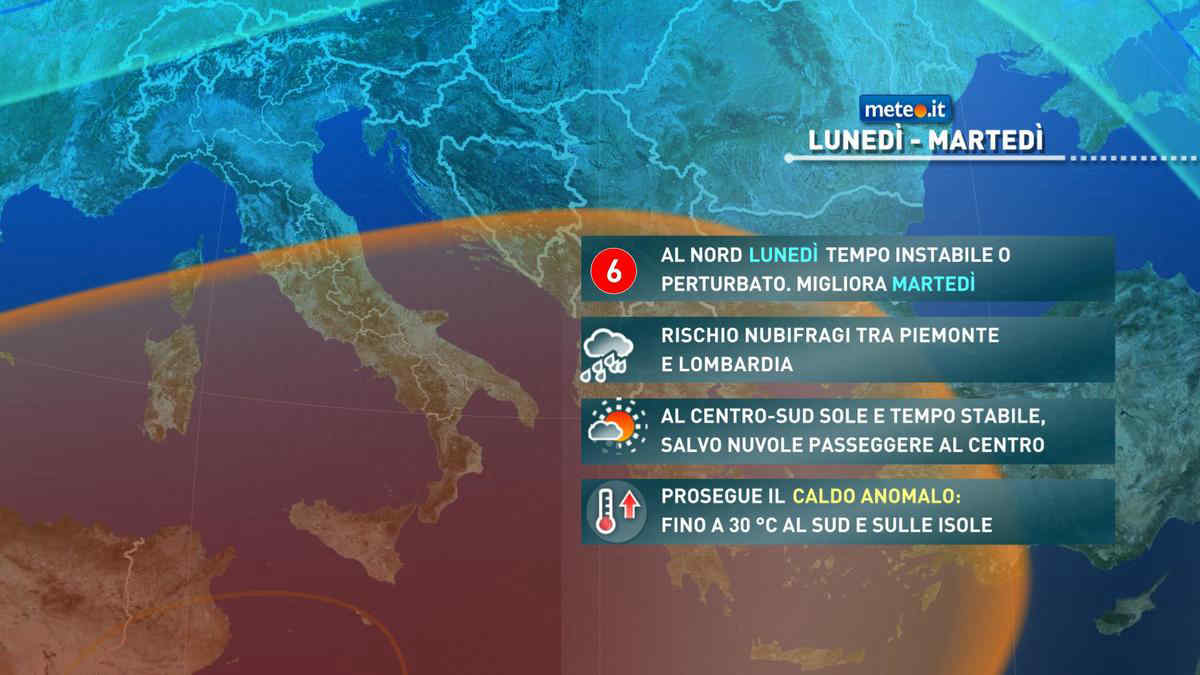 Meteo, lunedì 24 torna la pioggia al Nord: allerta meteo anche a Milano. Al Centro-Sud caldo estivo senza fine