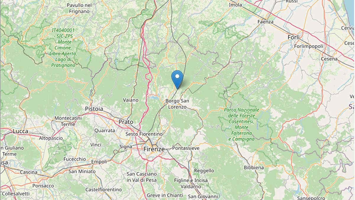 Terremoto di magnitudo 3.4 a Borgo San Lorenzo, scossa avvertita anche a Firenze e a Prato