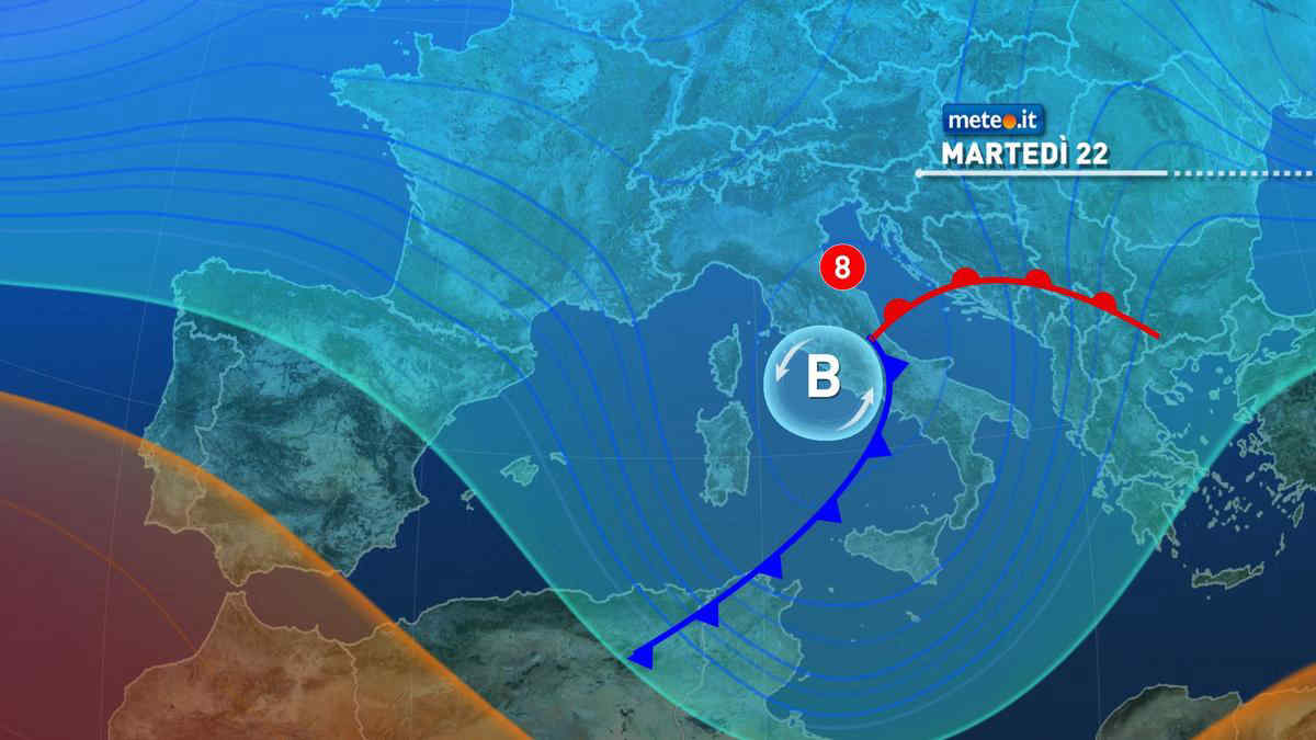 Meteo, Tempesta di Santa Cecilia: martedì 22 estremo maltempo, vento e tanta neve