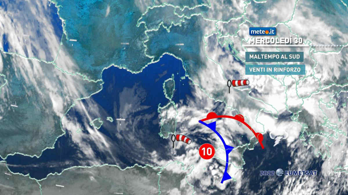 Meteo, 30 novembre con rischio nubifragi al Sud e in Sicilia