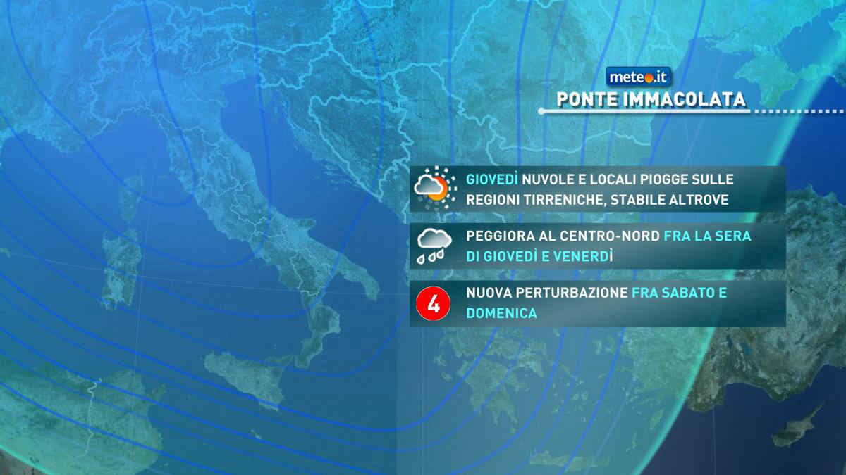 Meteo, per il ponte dell'Immacolata in arrivo pioggia e neve