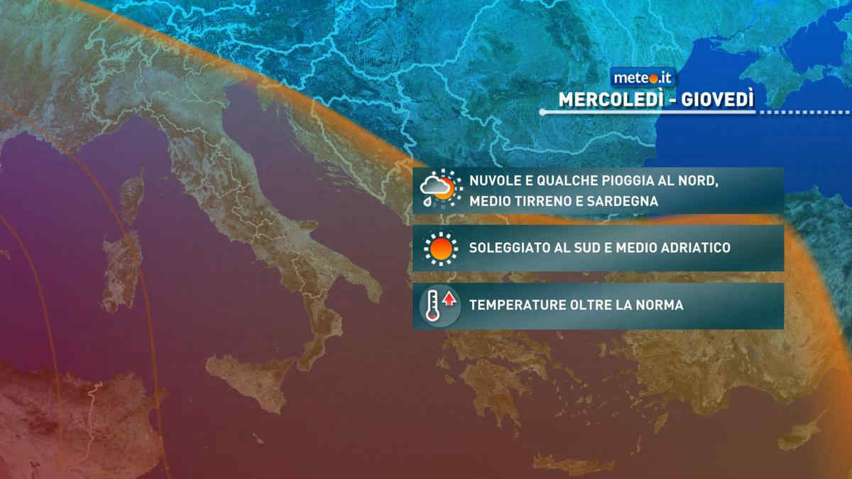 Meteo: un po' di pioggia tra mercoledì 21 e giovedì 22 dicembre. Ecco dove