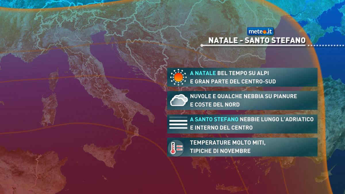 Meteo, Natale e Santo Stefano con l'anticiclone africano: clima mite e rischio nebbia