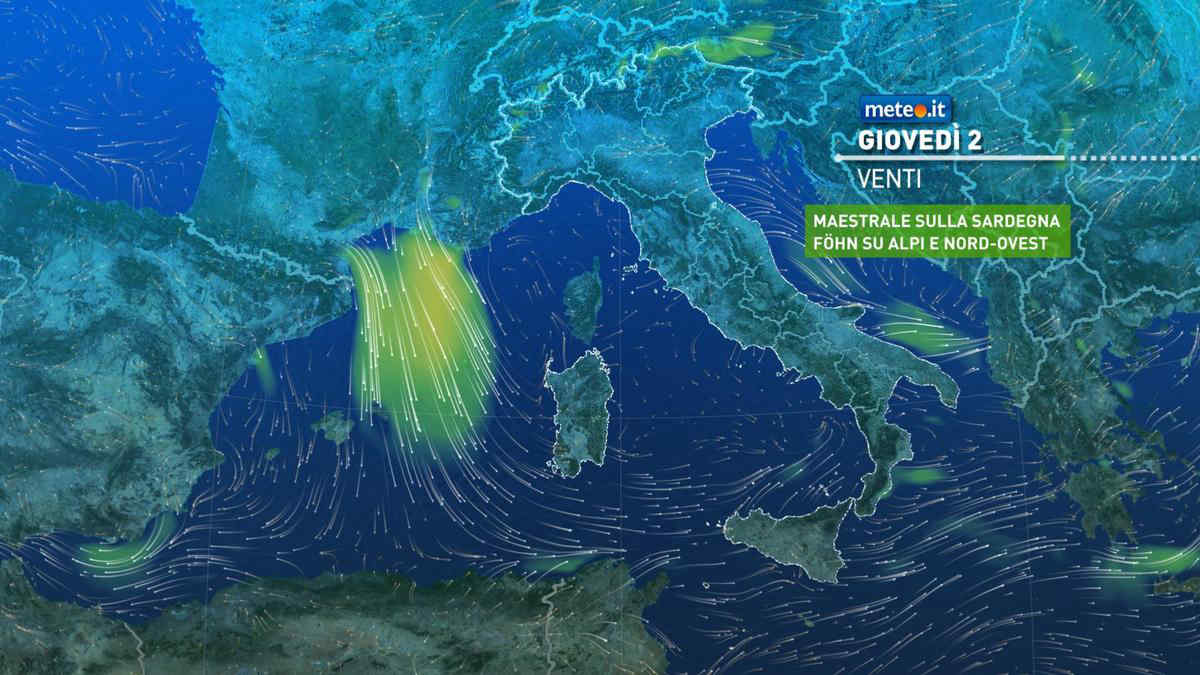 Meteo, oggi giovedì 2 febbraio, temperature in crescita ma anche vento