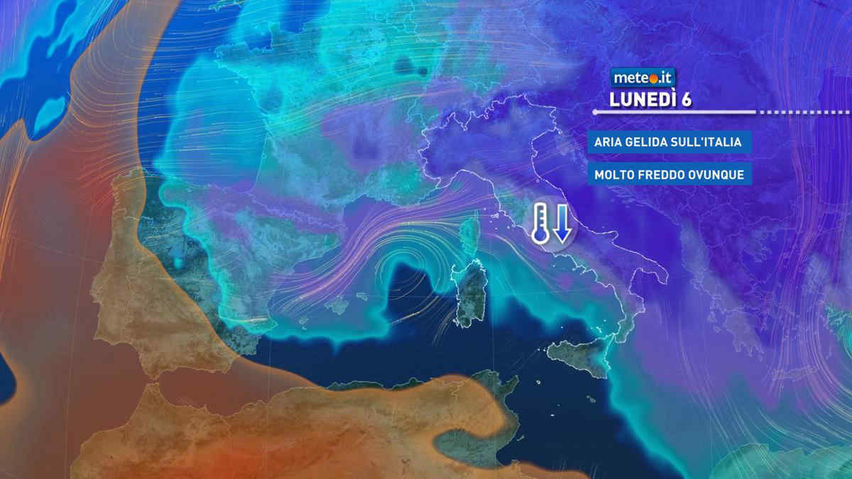 Meteo, 6 febbraio con aria artica sull'Italia: freddo, vento e neve