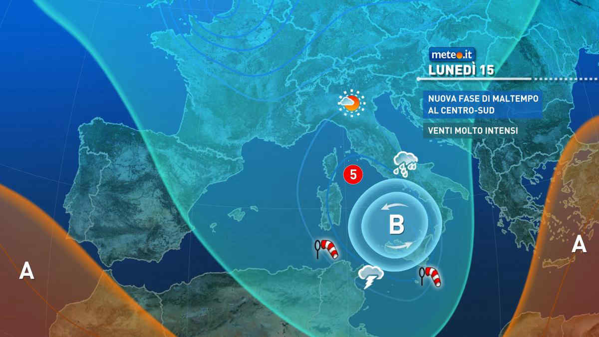 Meteo, lunedì 15 maggio formazione di un ciclone mediterraneo