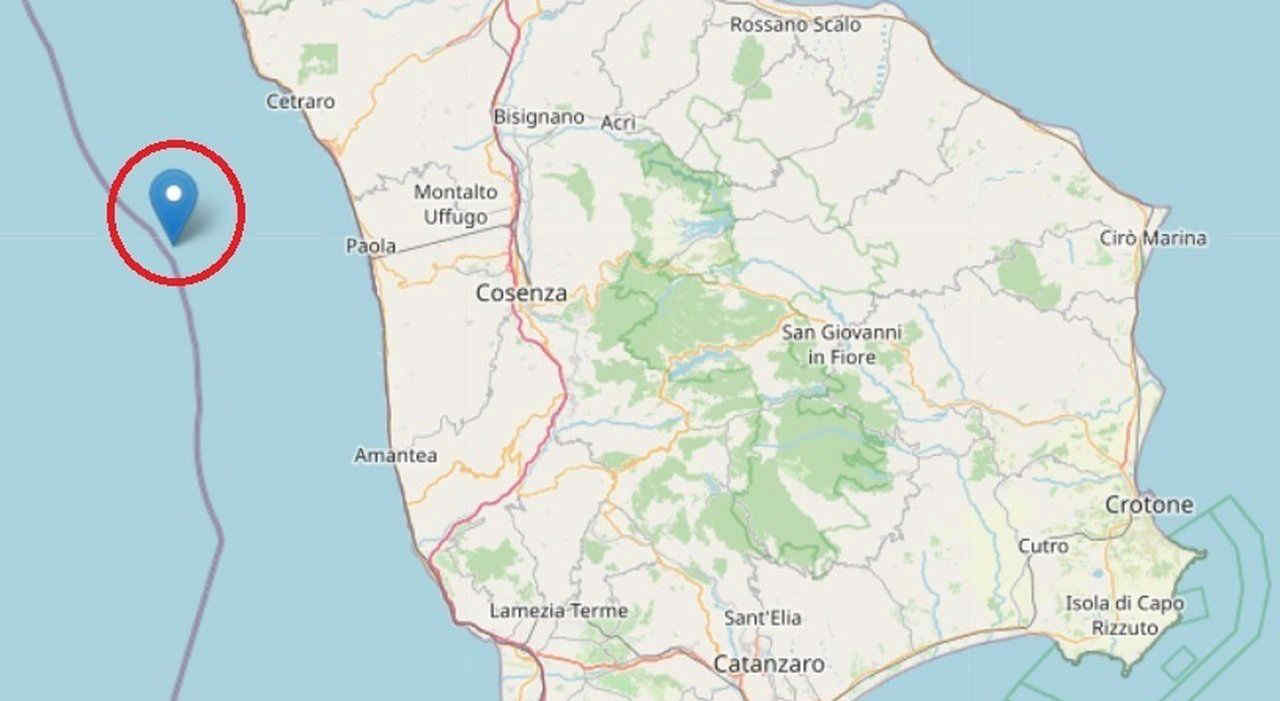 Terremoto in Calabria: scossa del 4.8 davanti alla costa ovest