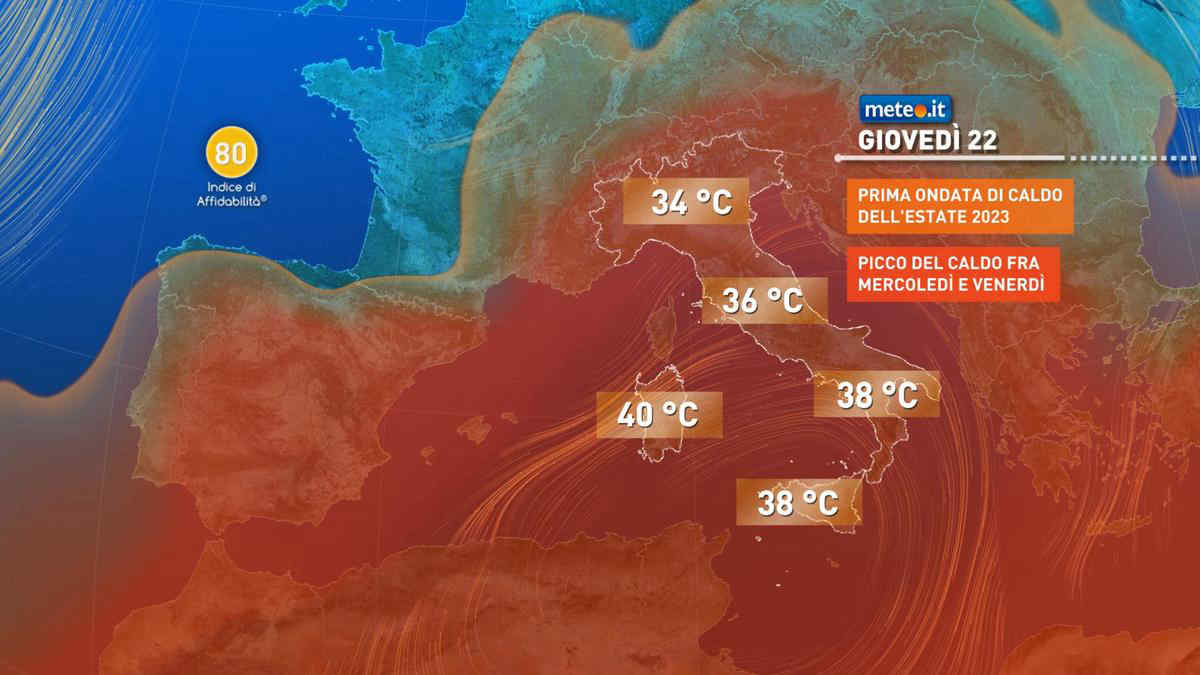 Meteo, prima e intensa ondata di calore. Tra mercoledì 21 e venerdì 23 giugno apice del caldo