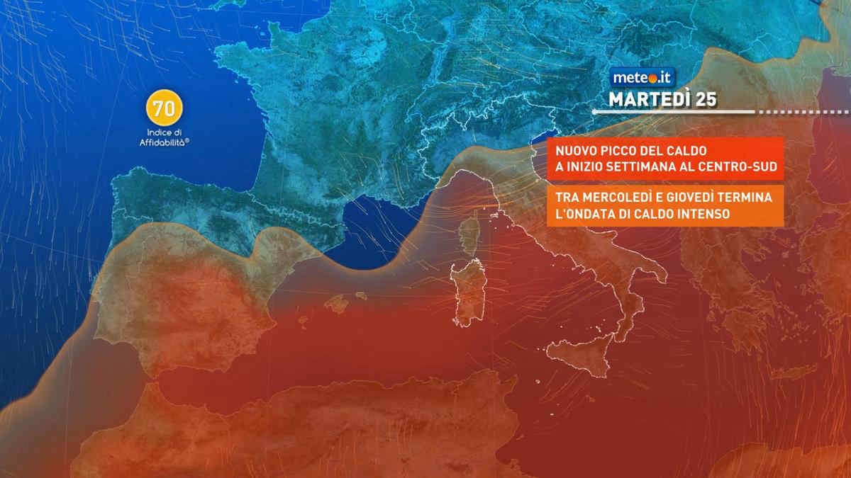 Meteo, da lunedì 24 luglio nuova recrudescenza del caldo