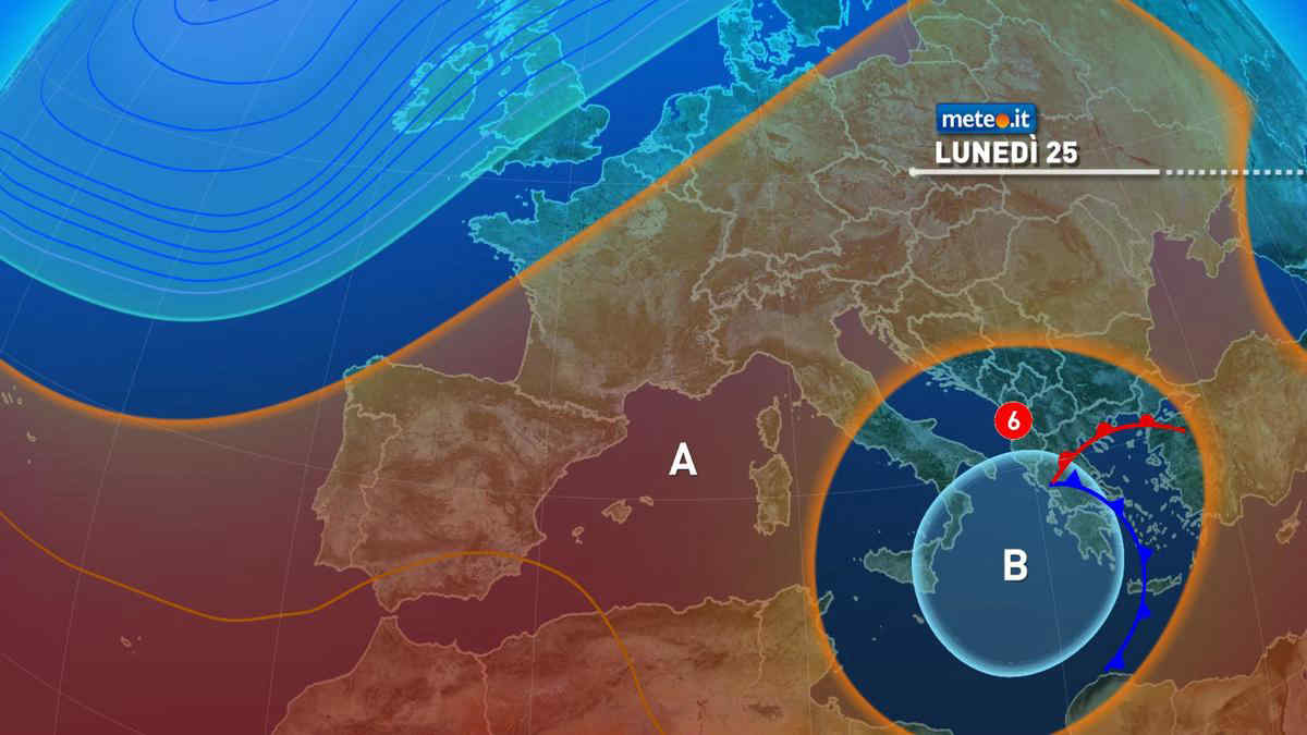 Meteo, Italia divisa in due lunedì 25: maltempo al Sud, sole al Nord
