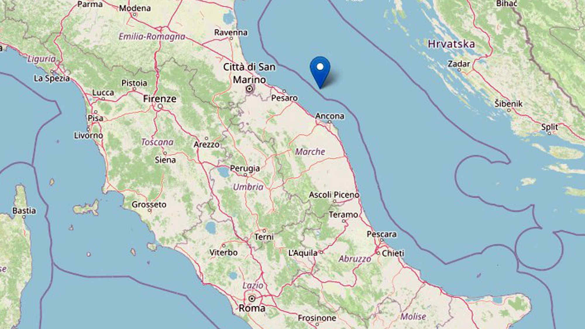 Terremoto nelle Marche, scossa magnitudo 4.1 fa tremare la costa