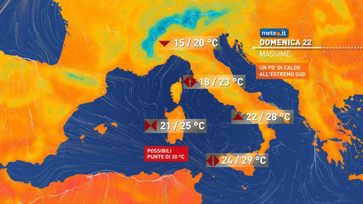 Meteo 22 ottobre: tempesta Aline lascia l'Italia. Un po' di caldo al Sud