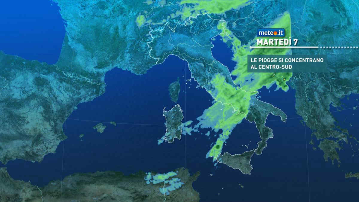 Meteo, da martedì 7 torna la pioggia: maltempo al Centro-Sud