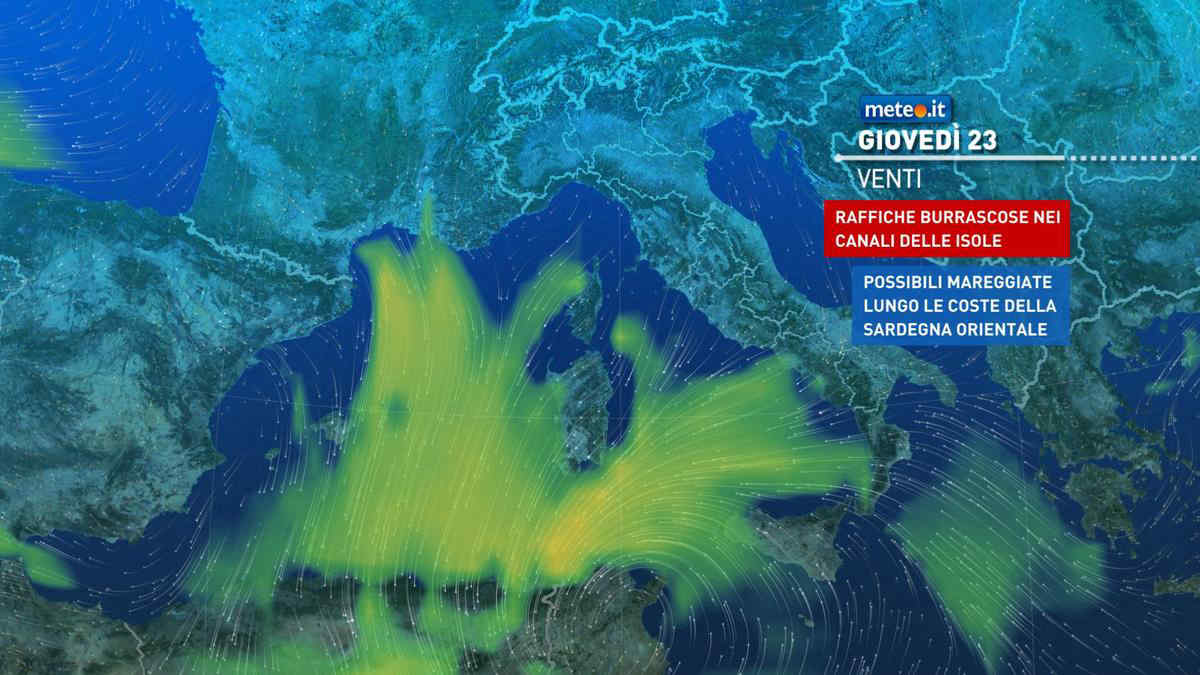 Meteo, vortice sull'Italia: maltempo e vento forte al Sud fino a giovedì 23