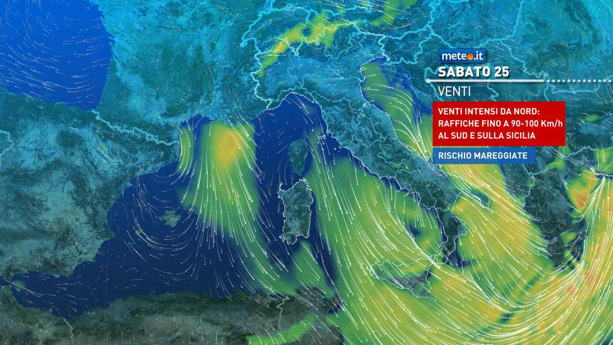 Meteo: sabato 25 novembre la tempesta Bettina colpisce l'Italia! Venti fino a 100 km-h e freddo artico